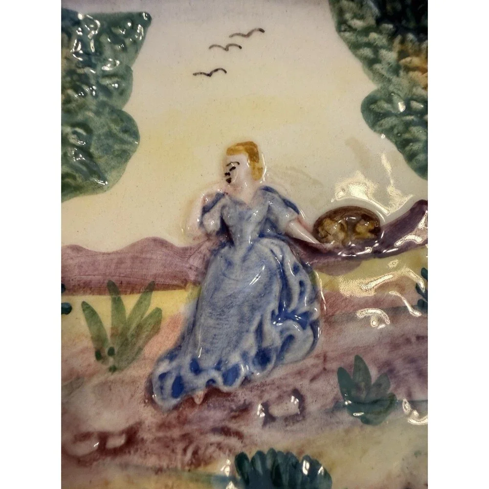 Vintage Hand Painted Decorative Trinket Jewelry  Dish Made In Italy Marked